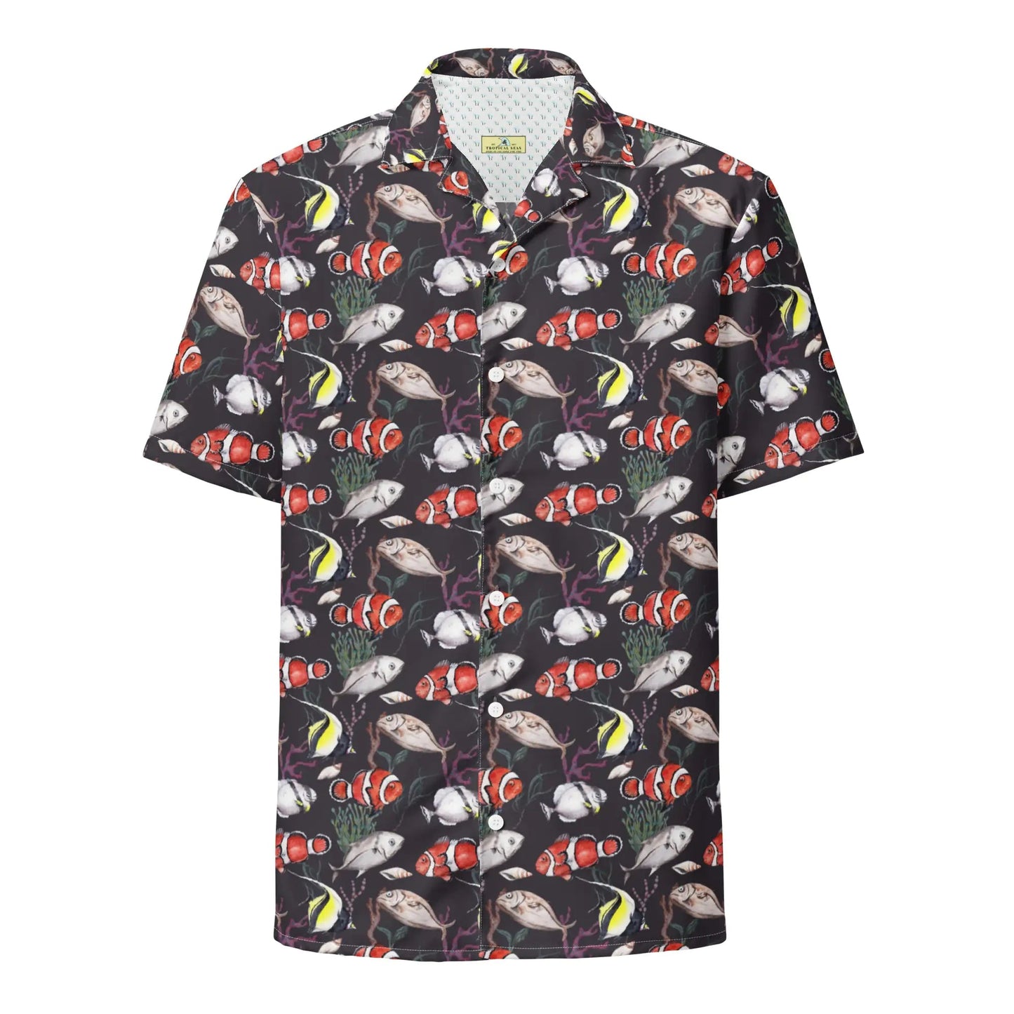 Murky Reef Tropical Saltwater Fish Hawaiian Button Shirt: Dive into Underwater Elegance! WEM Support (www.WEM.support)