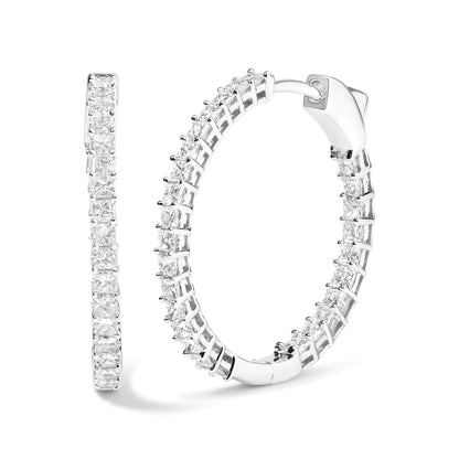 14K White Gold Natural Princess Cut Diamond Inside Out Hoop Earrings (G-H Color, SI2-I1 Clarity) WEM Support (www.WEM.support)