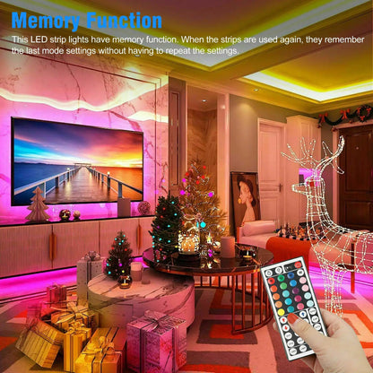32FT LED Strip Lights Remote Control Bedroom Waterproof for Indoor Outdoor Use WEM Support (www.WEM.support)