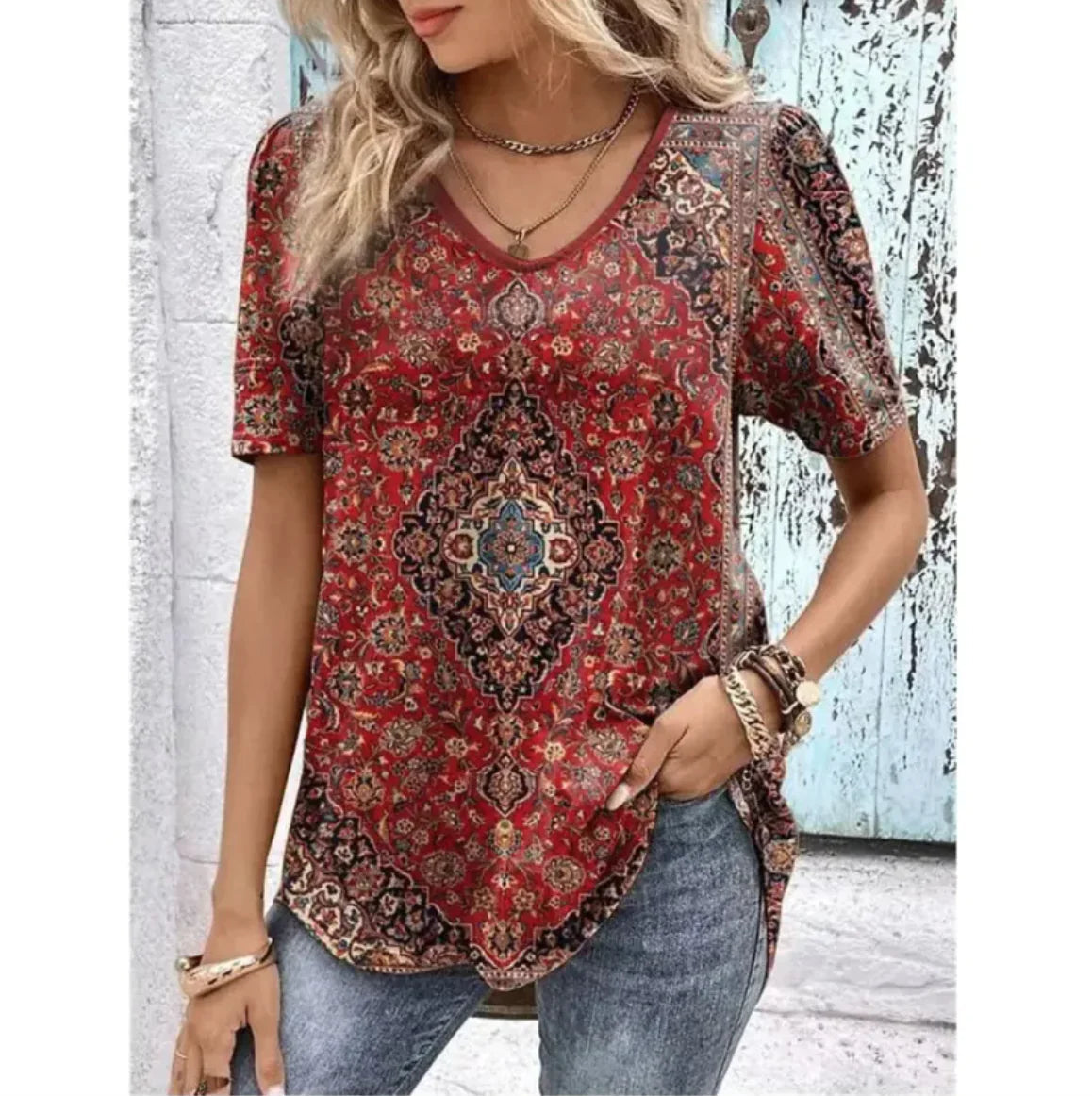 Women's Summer V-Neck Casual Top WEM Support (www.WEM.support)