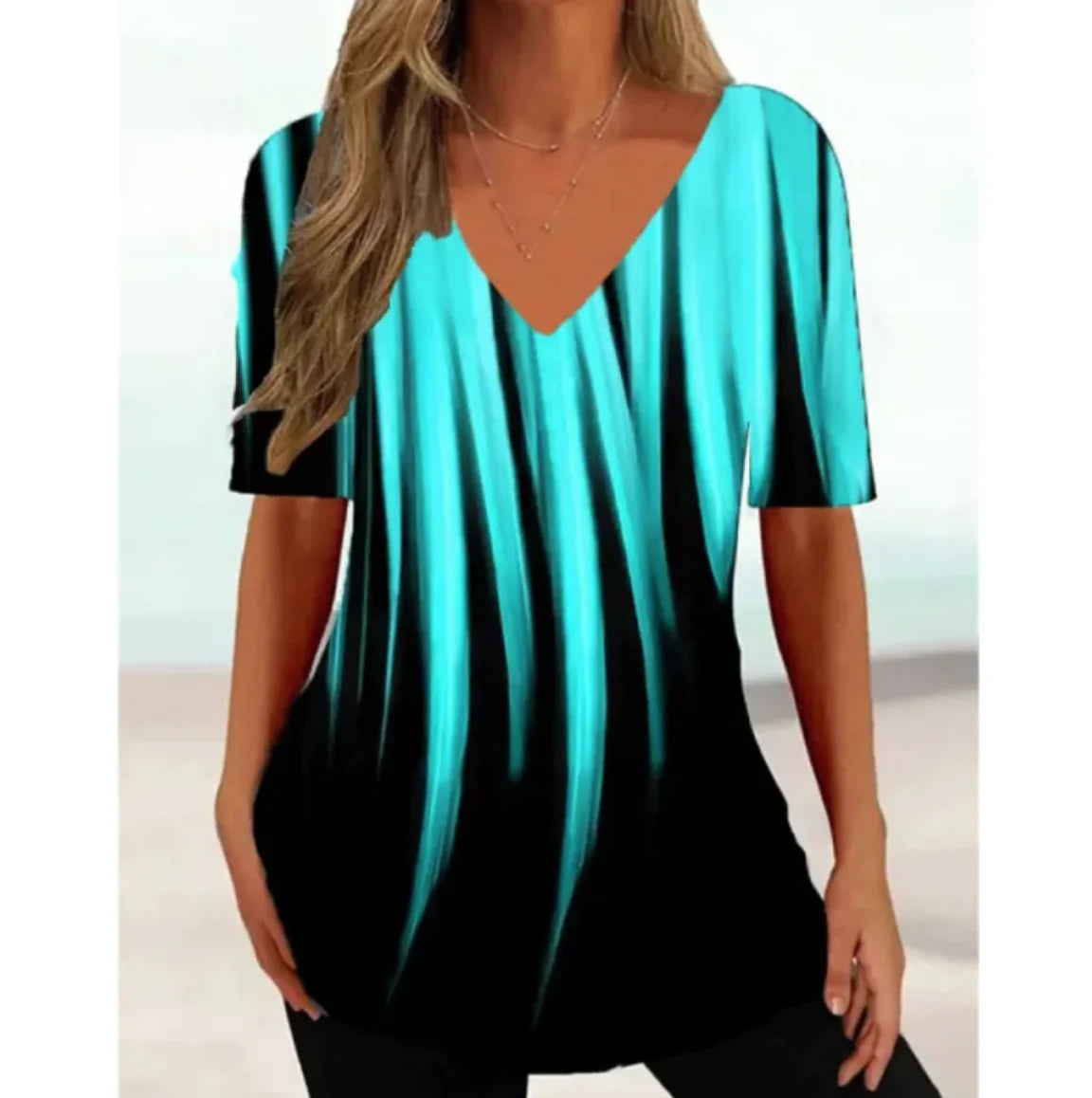 Women's Summer V-Neck Casual Top WEM Support (www.WEM.support)