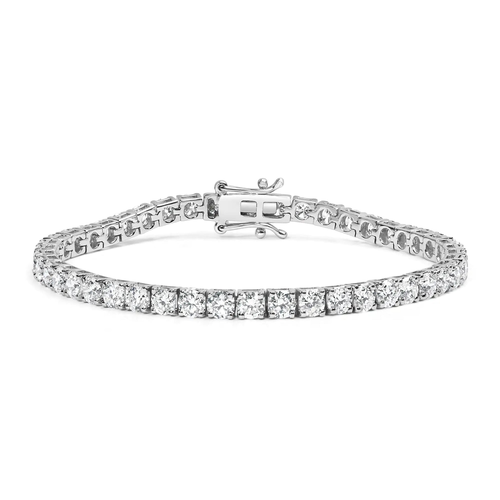 14K White Gold 4-Prong Set Lab Grown Round Diamond Classic Tennis Bracelet (F-G Color, VS1-VS2 Clarity) - 7.25" WEM Support (www.WEM.support)