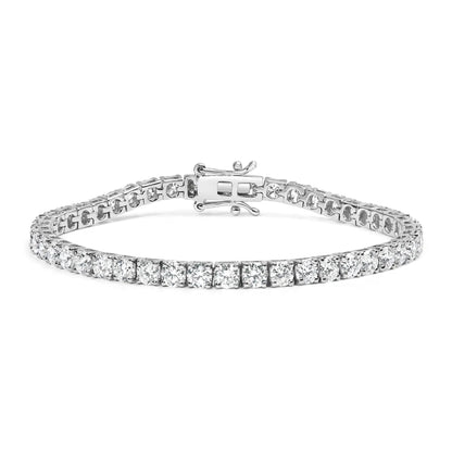 14K White Gold 4-Prong Set Lab Grown Round Diamond Classic Tennis Bracelet (F-G Color, VS1-VS2 Clarity) - 7.25" WEM Support (www.WEM.support)