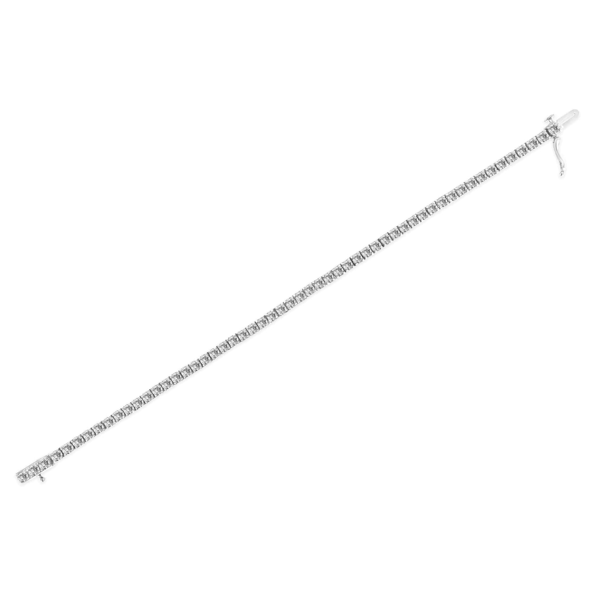 14K White Gold 4-Prong Set Lab Grown Round Diamond Classic Tennis Bracelet (F-G Color, VS1-VS2 Clarity) - 7.25" WEM Support (www.WEM.support)