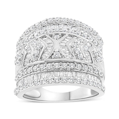 .925 Sterling Silver 2.0 Cttw Diamond Edge Multi-Row Ring Band ( J-K Color, I3 Clarity) WEM Support (www.WEM.support)
