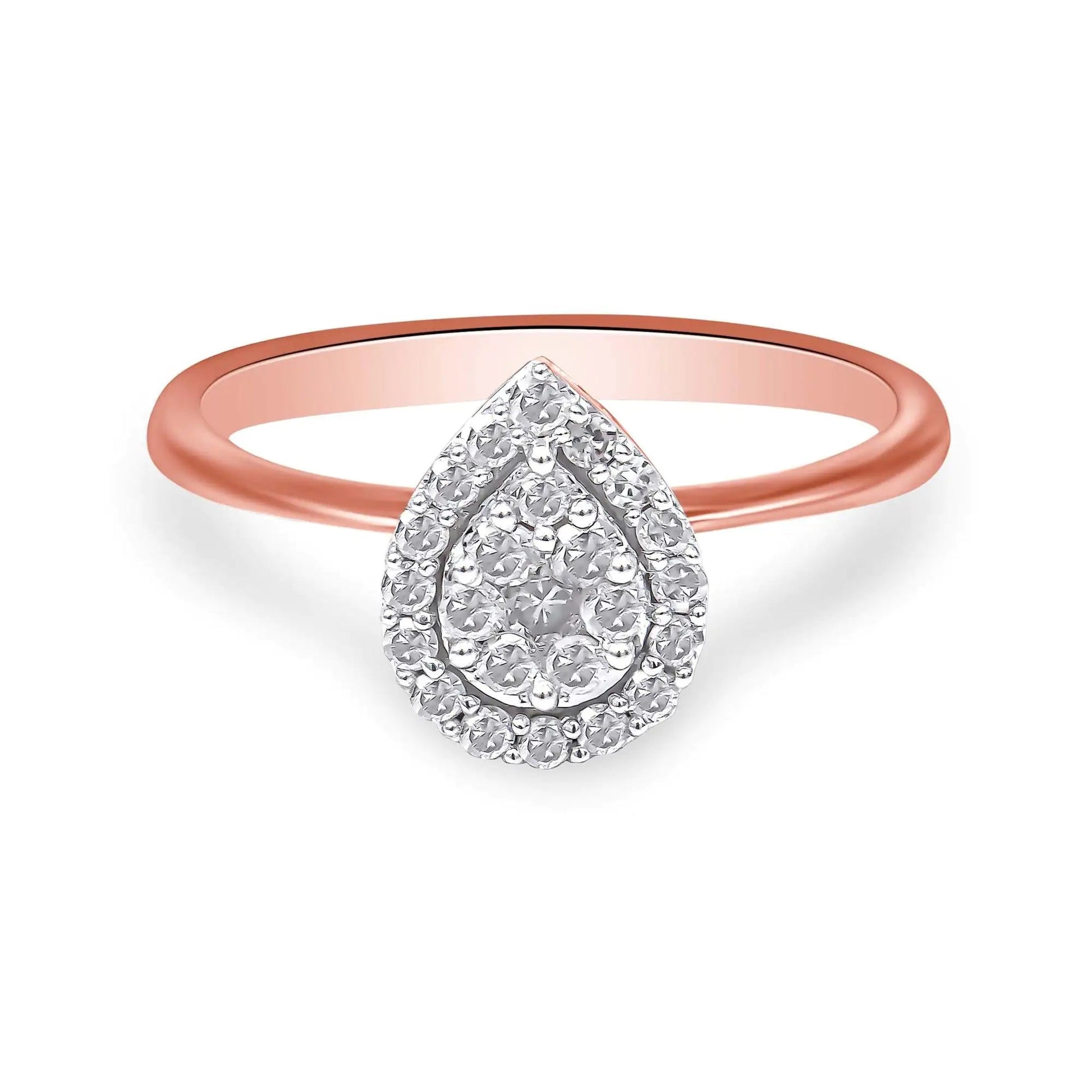 10K Rose Gold 3/8 Cttw Round-Cut Diamond Pear Promise Ring (I-J Color, I2-I3 Clarity) WEM Support (www.WEM.support)