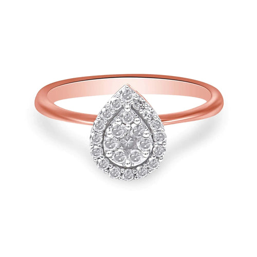 10K Rose Gold 3/8 Cttw Round-Cut Diamond Pear Promise Ring (I-J Color, I2-I3 Clarity) WEM Support (www.WEM.support)