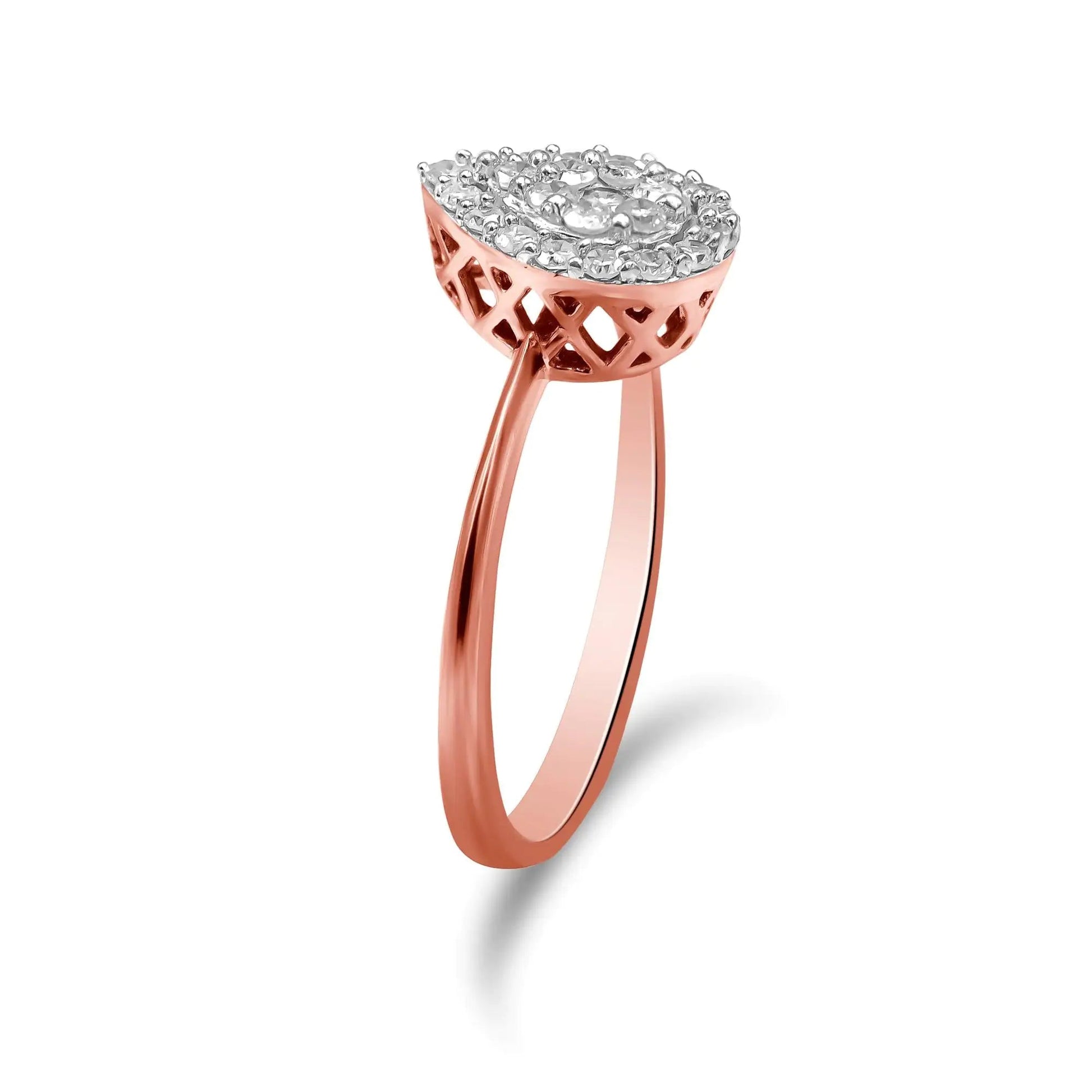10K Rose Gold 3/8 Cttw Round-Cut Diamond Pear Promise Ring (I-J Color, I2-I3 Clarity) WEM Support (www.WEM.support)