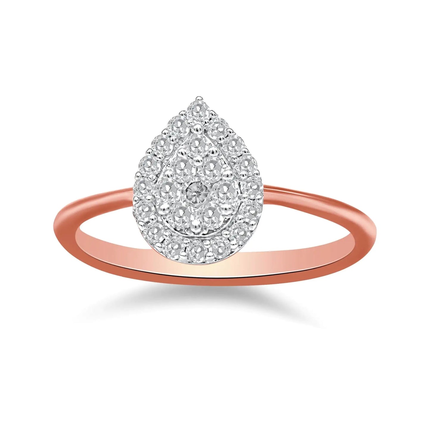 10K Rose Gold 3/8 Cttw Round-Cut Diamond Pear Promise Ring (I-J Color, I2-I3 Clarity) WEM Support (www.WEM.support)