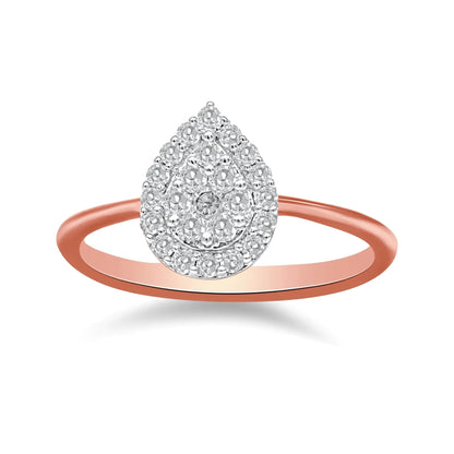 10K Rose Gold 3/8 Cttw Round-Cut Diamond Pear Promise Ring (I-J Color, I2-I3 Clarity) WEM Support (www.WEM.support)