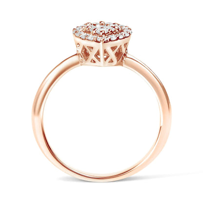 10K Rose Gold 3/8 Cttw Round-Cut Diamond Pear Promise Ring (I-J Color, I2-I3 Clarity) WEM Support (www.WEM.support)