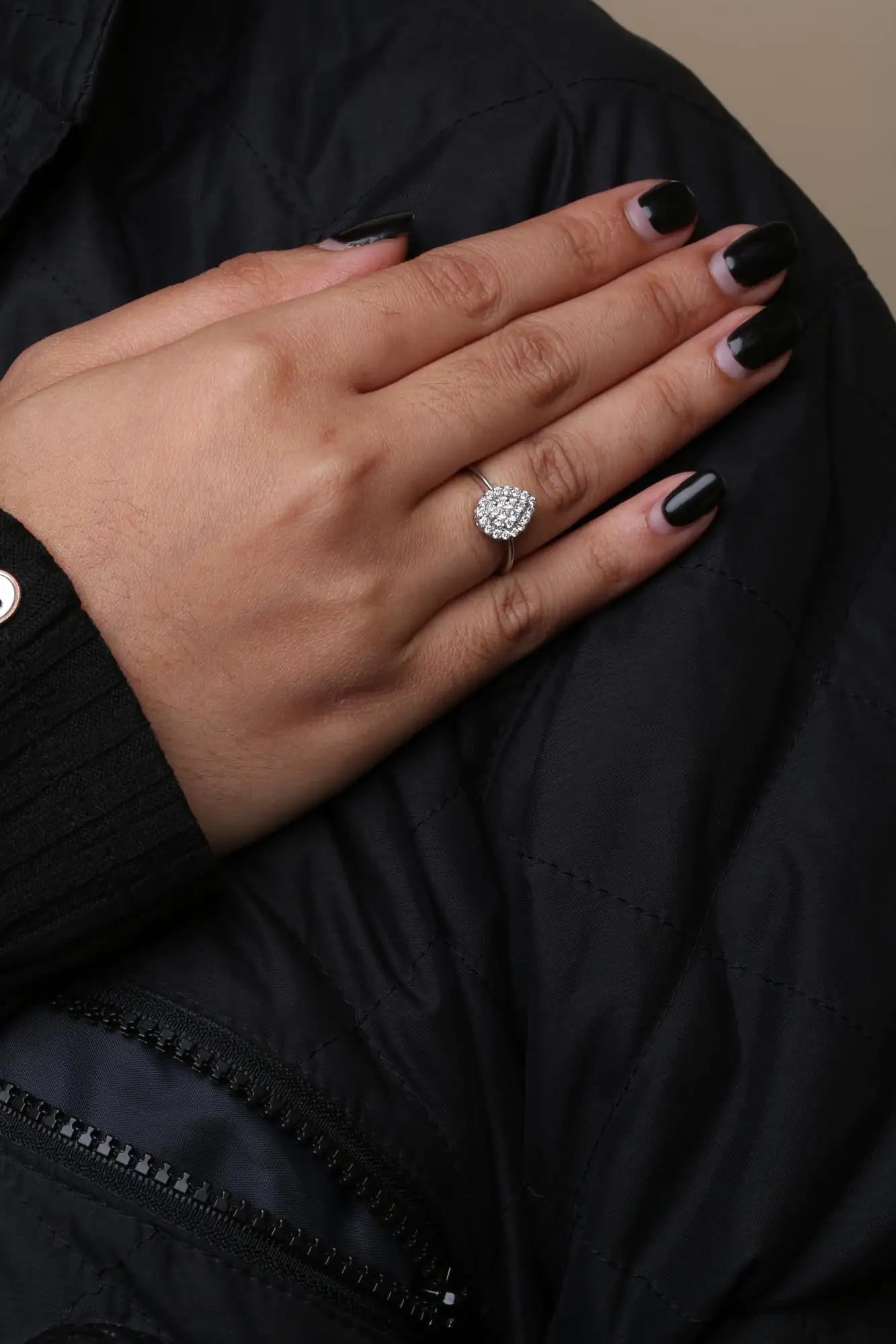 10K White Gold 3/8 Cttw Round-Cut Lab Grown Diamond Cluster Pear Promise Ring (G-H Color, VS2-SI1 Clarity) WEM Support (www.WEM.support)