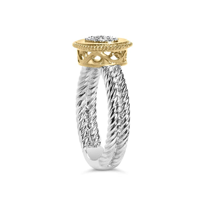 18K Yellow Gold Plated .925 Sterling Silver Diamond Heart Ring with Satin Finish (I-J Color, SI1-SI2 Clarity) WEM Support (www.WEM.support)