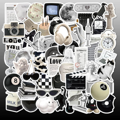 Black & White Minimalist Waterproof Stickers WEM Support (www.WEM.support)