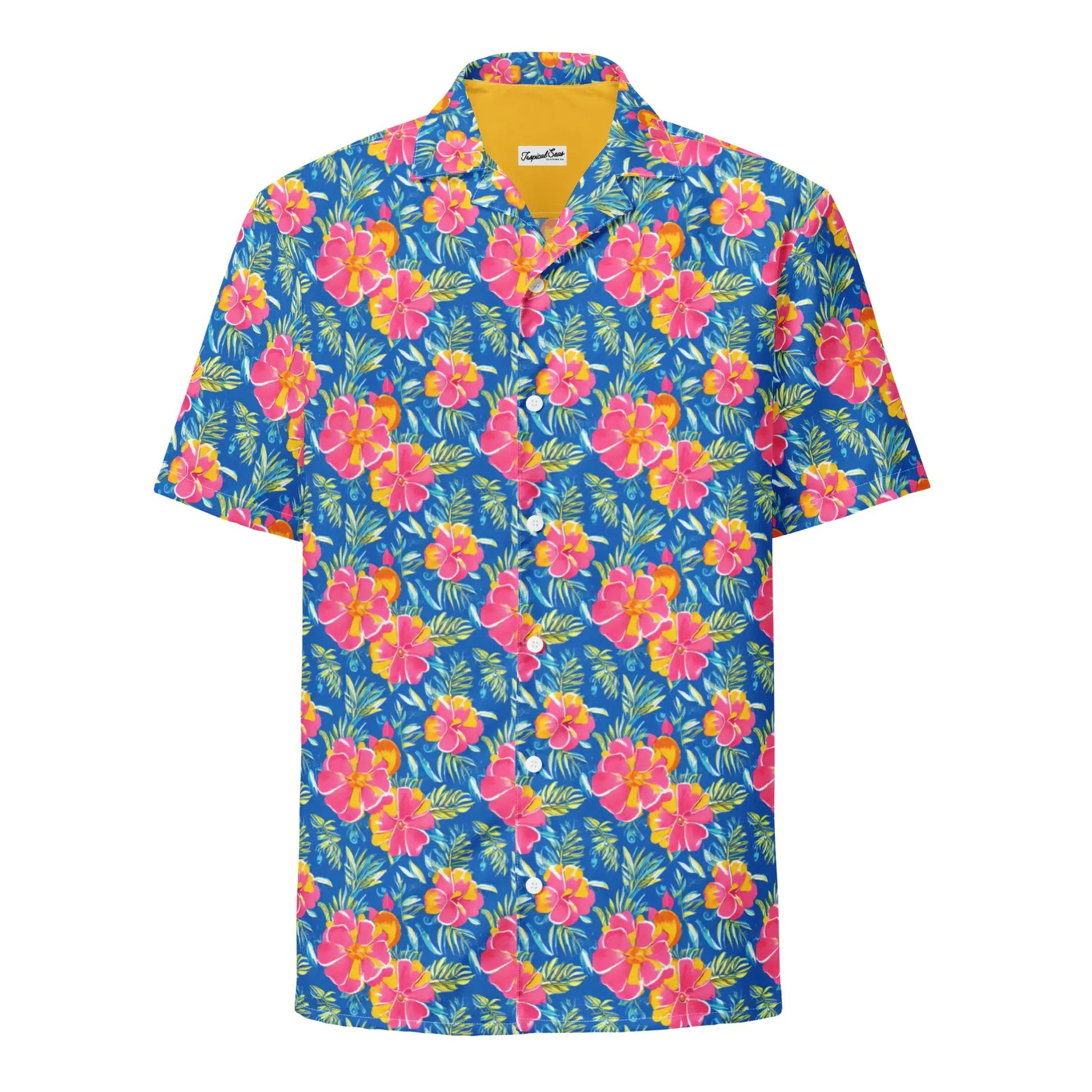 Hibiscus Lagoon Button Down Hawaiian Shirt - Coastal Summer 2024 Collection WEM Support (www.WEM.support)