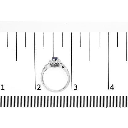 .925 Sterling Silver 6x4mm Pear Sapphire Gemstone with Diamond Accent Fashion Halo Ring (H-I Color, SI1-SI2 Clarity) WEM Support (www.WEM.support)
