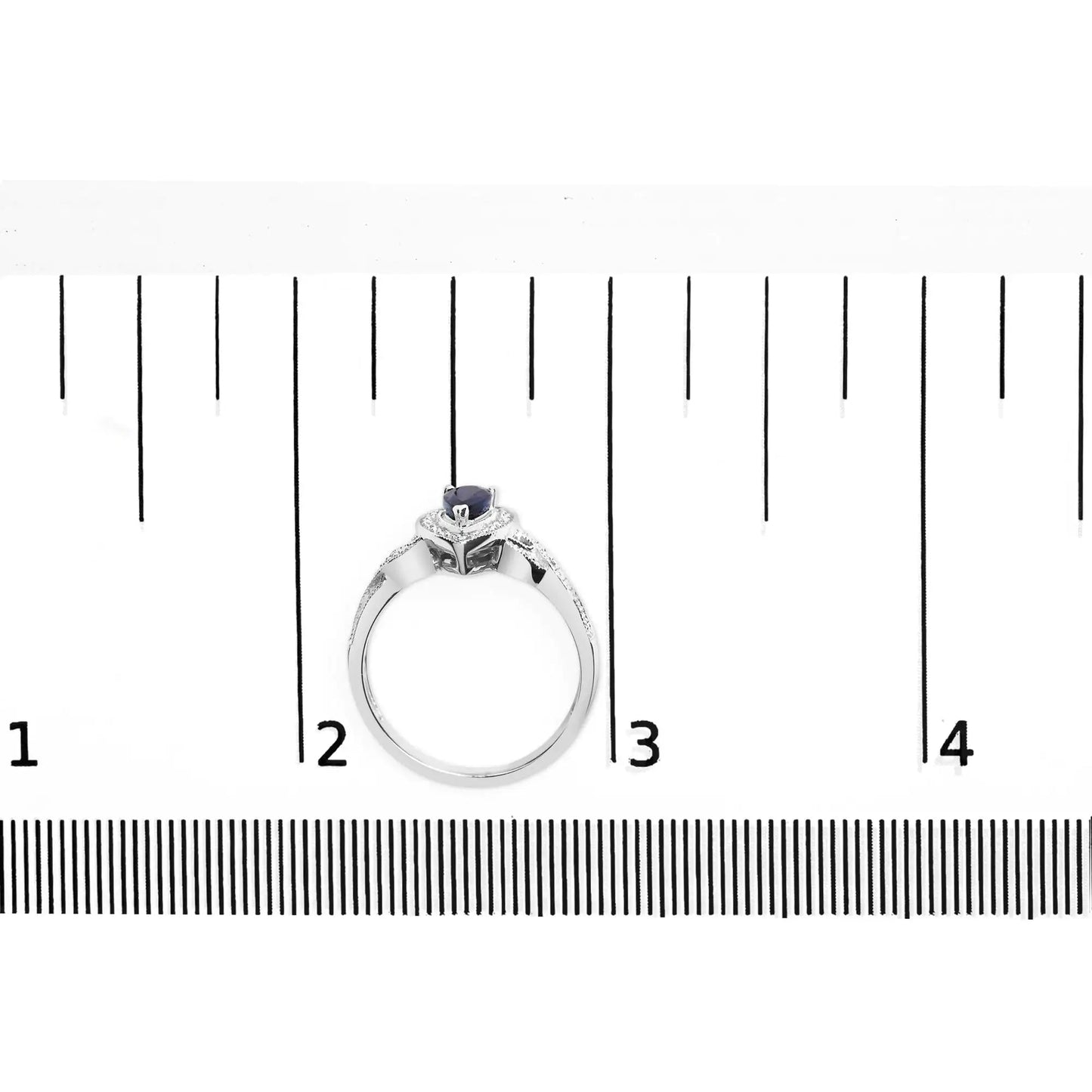 .925 Sterling Silver 6x4mm Pear Sapphire Gemstone with Diamond Accent Fashion Halo Ring (H-I Color, SI1-SI2 Clarity) WEM Support (www.WEM.support)