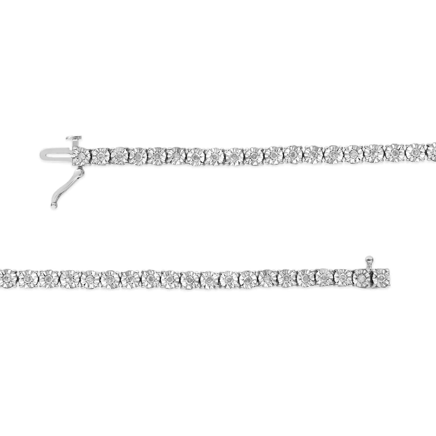 10k White Gold 1.0 Cttw Round-Cut Diamond Miracle Plate Tennis 7" Bracelet (I-J Color, SI2-I1 Clarity) WEM Support (www.WEM.support)