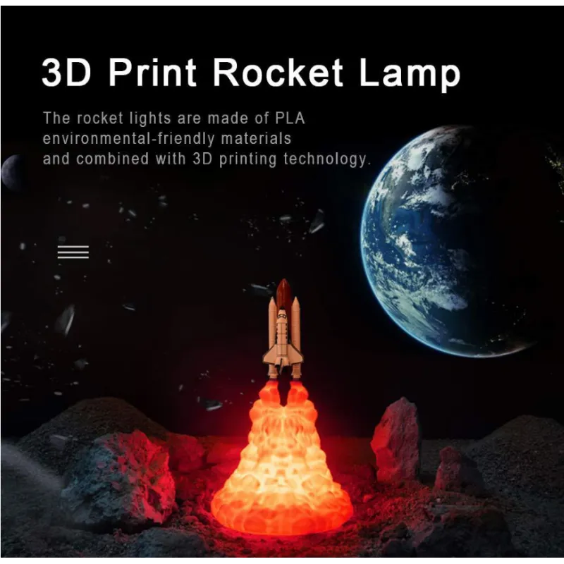 3D Print Rocket Space Shuttle Lamp Night Lamp WEM Support (www.WEM.support)