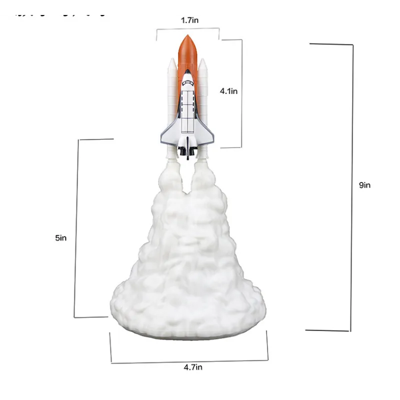 3D Print Rocket Space Shuttle Lamp Night Lamp WEM Support (www.WEM.support)