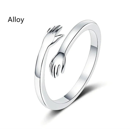 S925 Silver Couple Hug Ring WEM Support (www.WEM.support)