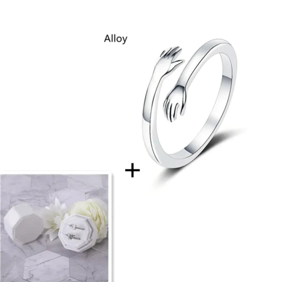 S925 Silver Couple Hug Ring WEM Support (www.WEM.support)