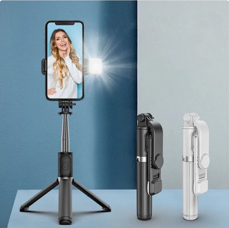 Portable Bluetooth Selfie Stick & Tripod with Fill Light for Apple Devices WEM Support (www.WEM.support)
