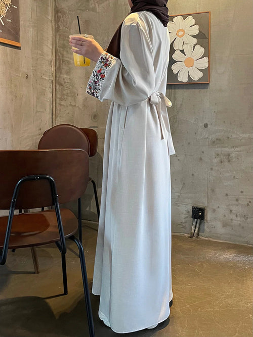 Linen Embroidered Band Lining Dress WEM Support (www.WEM.support)