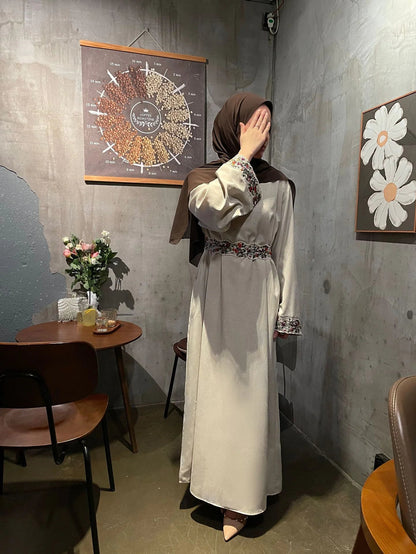 Linen Embroidered Band Lining Dress WEM Support (www.WEM.support)