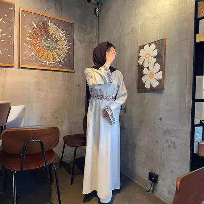 Linen Embroidered Band Lining Dress WEM Support (www.WEM.support)