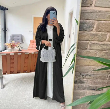 Rhinestone Dress Fashion Satin Soft Shawl Waist-tight Robe WEM Support (www.WEM.support)