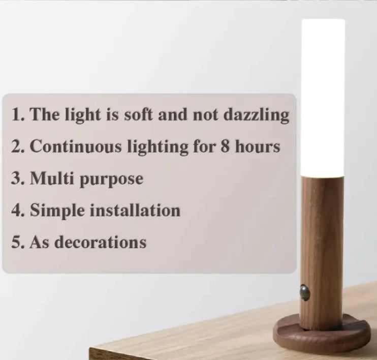 Magnetic Wood Wireless Night Light WEM Support (www.WEM.support)