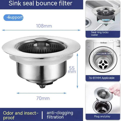Stainless Steel Sink Drain Filter WEM Support (www.WEM.support)