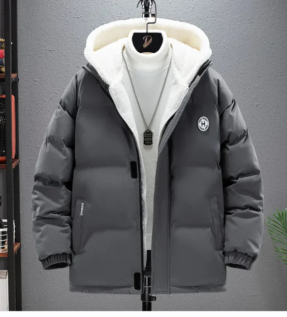 Berber Fleece Coat Cotton-padded Coat Men's Fake Two Pieces Hooded Cotton Jacket Thick Warm WEM Support (www.WEM.support)