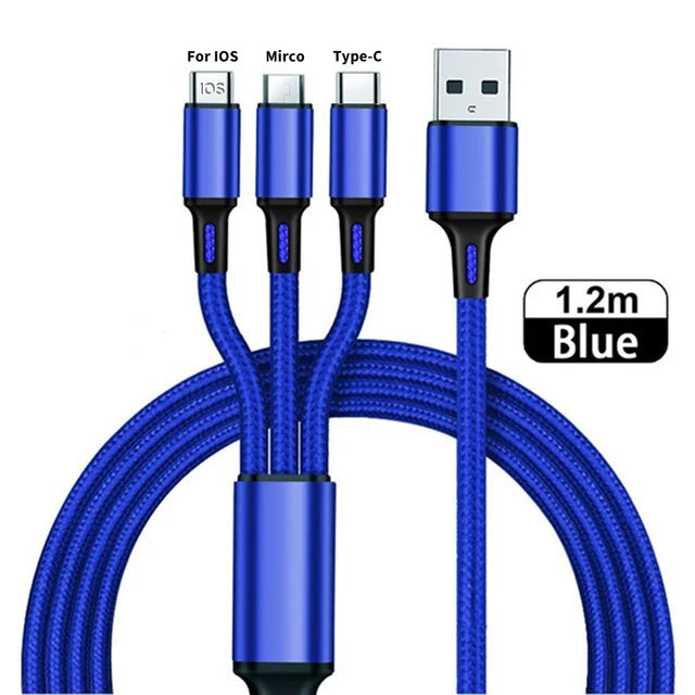 3 In 1 Fast Charging Cable Cord WEM Support (www.WEM.support)