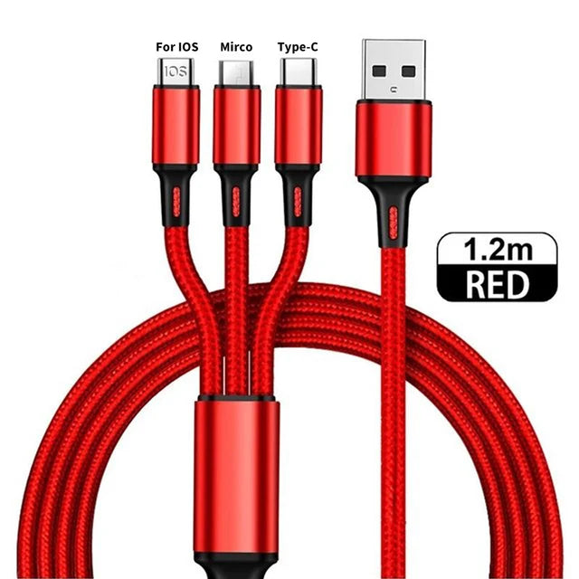3 In 1 Fast Charging Cable Cord WEM Support (www.WEM.support)