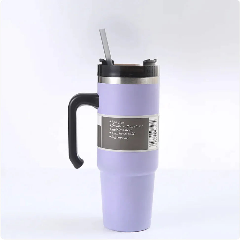 Handled Car Cup with Straw WEM Support (www.WEM.support)