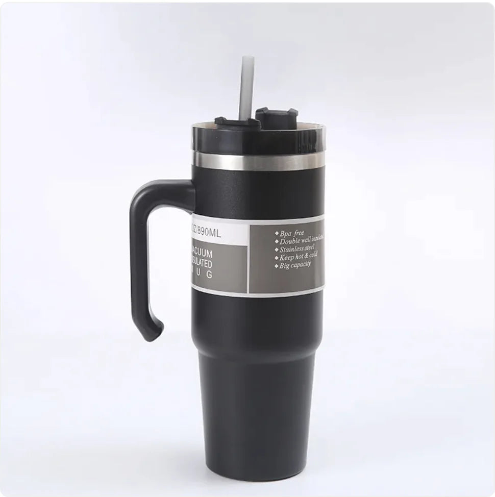Handled Car Cup with Straw WEM Support (www.WEM.support)