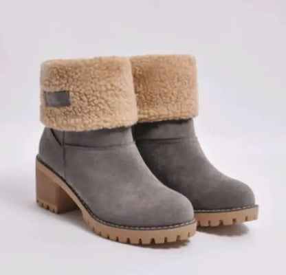Mid-Tube Thick Heel Suede Snow Boots WEM Support (www.WEM.support)