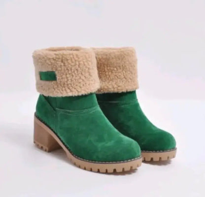 Mid-Tube Thick Heel Suede Snow Boots WEM Support (www.WEM.support)