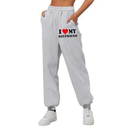 I Love MY BOYFRIEND Printed Trousers WEM Support (www.WEM.support)