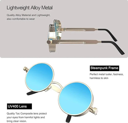 Retro Round Polarized Sunglasses Men Women Vintage Gothic Steampunk Glasses WEM Support (www.WEM.support)