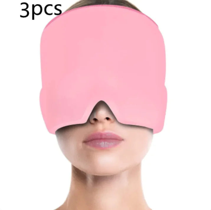 Ice Compress Headache Eye Mask Hat for Migraine, Stress, and Tension Relief WEM Support (www.WEM.support)