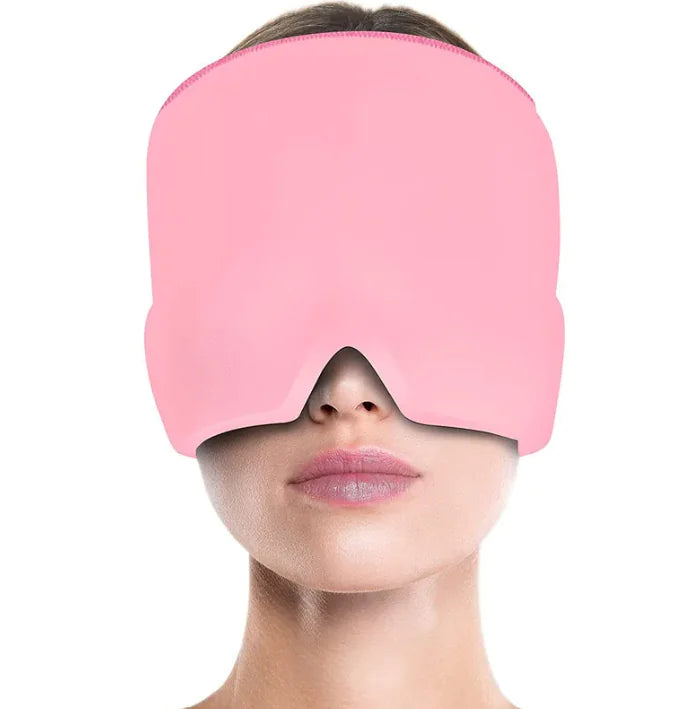 Ice Compress Headache Eye Mask Hat for Migraine, Stress, and Tension Relief WEM Support (www.WEM.support)