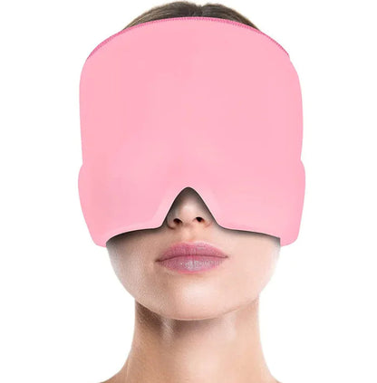 Ice Compress Headache Eye Mask Hat for Migraine, Stress, and Tension Relief WEM Support (www.WEM.support)