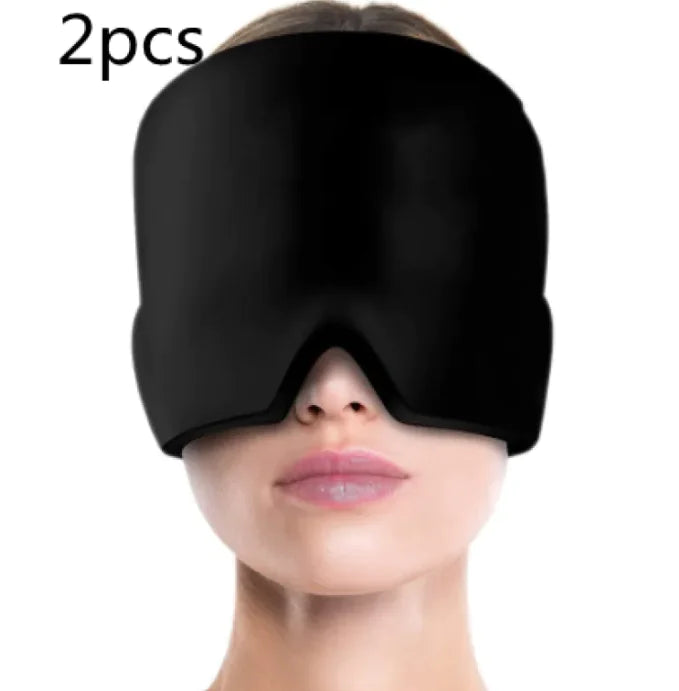 Ice Compress Headache Eye Mask Hat for Migraine, Stress, and Tension Relief WEM Support (www.WEM.support)