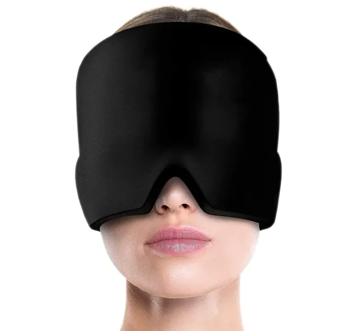 Ice Compress Headache Eye Mask Hat for Migraine, Stress, and Tension Relief WEM Support (www.WEM.support)