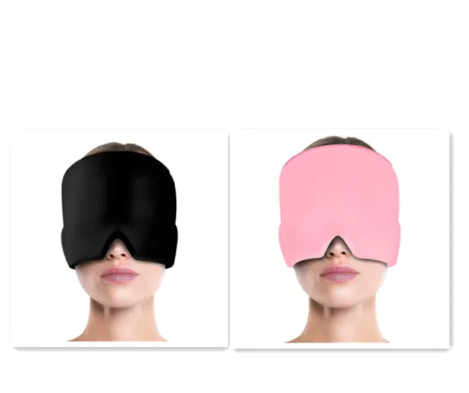 Ice Compress Headache Eye Mask Hat for Migraine, Stress, and Tension Relief WEM Support (www.WEM.support)