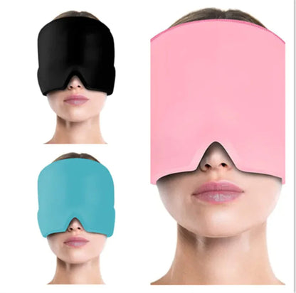 Ice Compress Headache Eye Mask Hat for Migraine, Stress, and Tension Relief WEM Support (www.WEM.support)