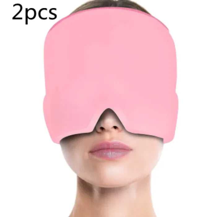 Ice Compress Headache Eye Mask Hat for Migraine, Stress, and Tension Relief WEM Support (www.WEM.support)